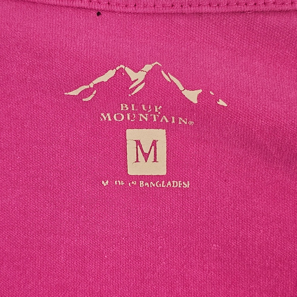 Blue Mountain Womens V-Neck Short Sleeve T-Shirt Magenta Pink Size M - Picture 2 of 5